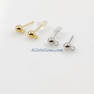 4 mm Round Ball Earrings 20 pcs, Rose, Gold